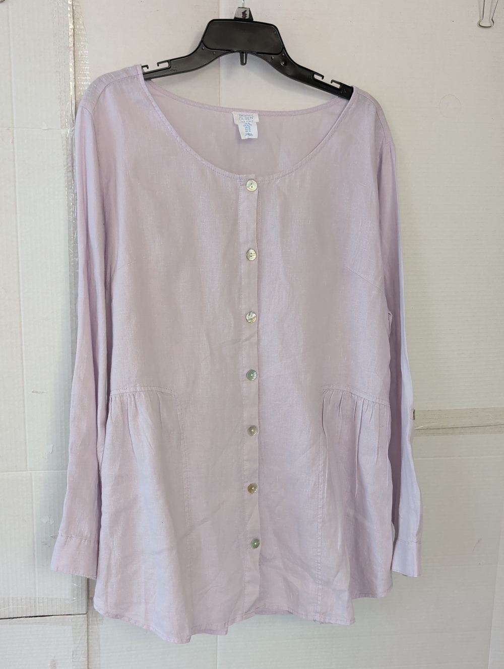 Sigrid Olsen Lavender Button-Down Tunic Blouse SZ XL Oversized Church Office